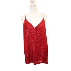 Calvin Klein Red Sequined Sleeveless Camisole Top, Size 2X